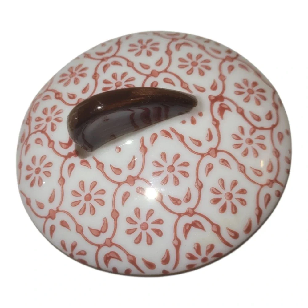 Italian Tea Pot‎ White With Red Floral Pattern